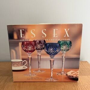 Essex by Crystal Clear 24% Lead Crystal Colored Wine Glasses Set of 4